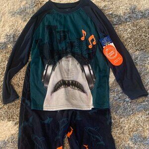 Boy's pajamas shark pattern, fall weight Walmart brand Wonder Nation size 6-7